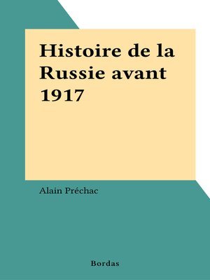 cover image of Histoire de la Russie avant 1917